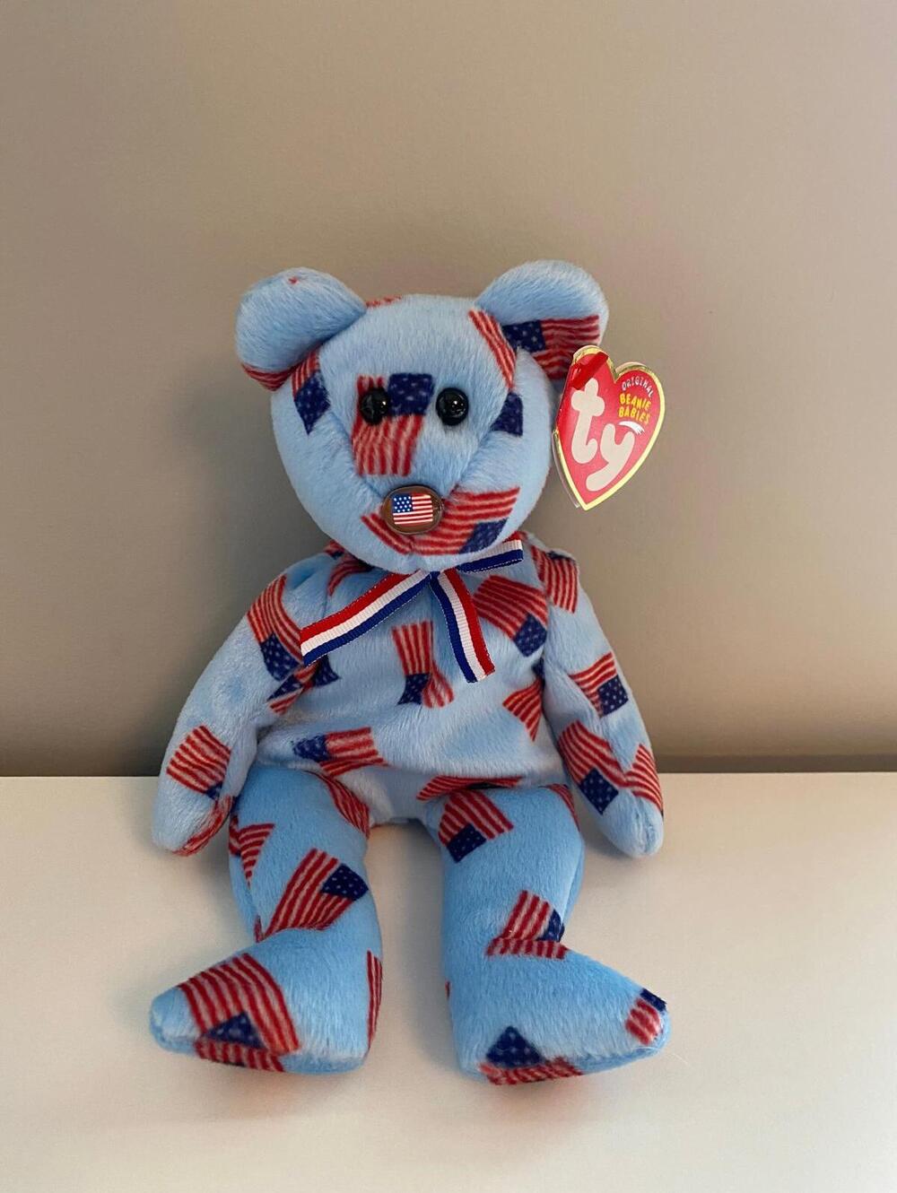 Ty Beanie Baby “Union” the United States Bear Flag Nose 8.5 inch)